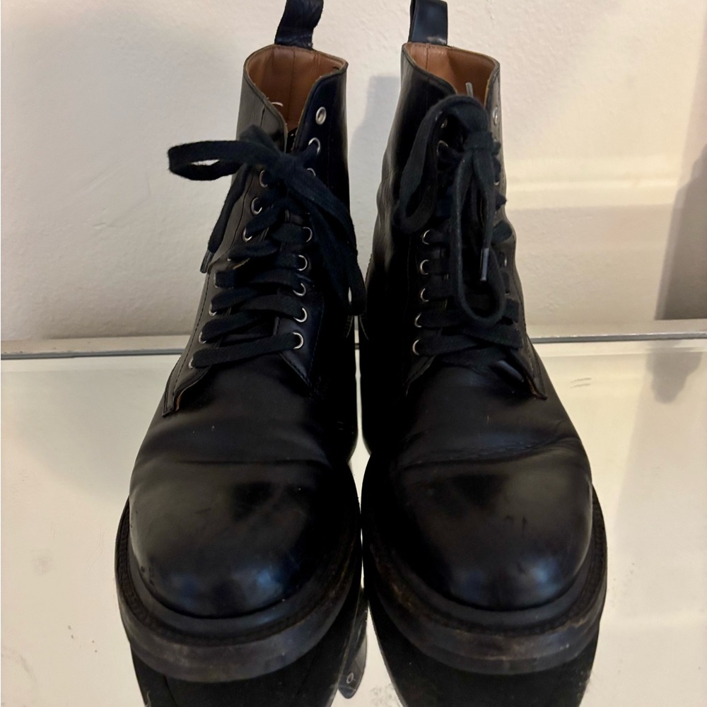 Women’s Frye Alice Black Leather Combat Boots - Picture 6 of 14
